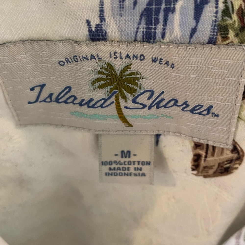 Mens Island Shores Cotton Seascapes Ocean Vacation Tropical Shirt Beach Medium - Picture 5 of 6